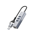 Hub USB-C 3.0, 4 Portas, HU-LAN1000GY C3Tech