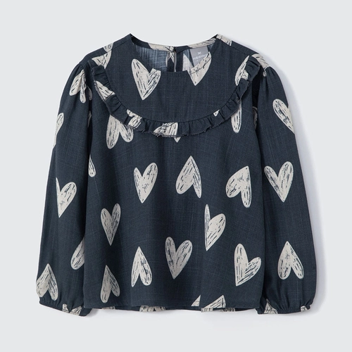 Bata Manga Longa com Babado Corações Hering - Feminina