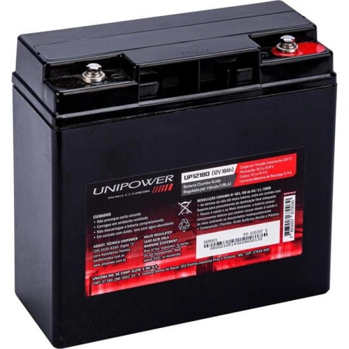 Bateria Estacionária Selada 12v 18ah Vrla Up12180 Unipower