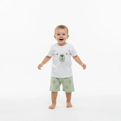 Pijama Cara De Sono Estampa de Urso Masculino - Verde/Branco