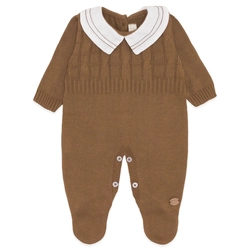 Macacão Manga Longa Caramelo Gola Bordada - Masculino