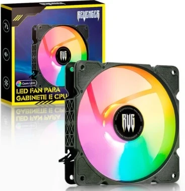 Cooler Fan Gabinete 120mm x 25mm 1500 rpm hidraulico 3 + 4 Pinos Led RGB G-vr339 - Revenger