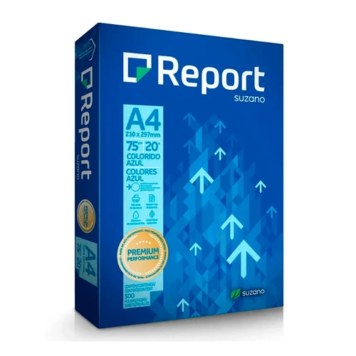 Papel Sulfite A4 75g Resma com 500 Folhas Azul Report Suzano