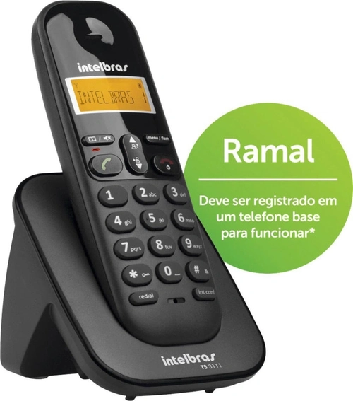 Ramal P/ Telefone Sem Fio Digital C/ Identificador de Chamadas Ts 3111 Preto 4123111