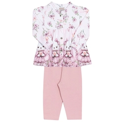 Conjunto Casaco e Legging Bebê Rose Randa Mundu - Feminino
