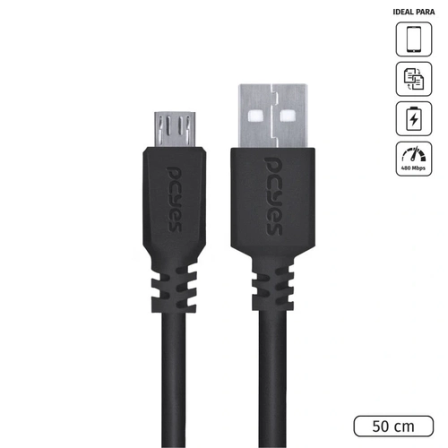 Cabo Pcyes Usb 2.0 Para Micro Usb 1 Metro Preto - Pucmp-1