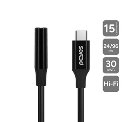 Cabo Usb-c para P3 Fêmea - Preto - 15cm - P3ucp-15p