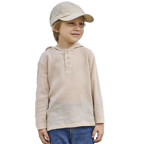 Camiseta Manga Longa com Capuz Tecido Gaze Perceft Boys - Masculina