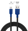 Cabo Micro Usb para Usb a 2.0 - Conector Azul - P/ Ps4 - 3m - Nylon Pcyes - Pmuan-3a