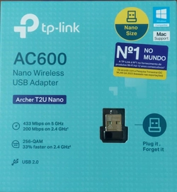 Adaptador Ac600 Wireless Usb Nano T2U Dual 2.4Ghz e 5Ghz wifi - TP-Link