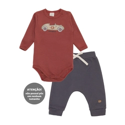Conjunto Body Manga Longa Bordado e Calça Suedine Masculino - Racer
