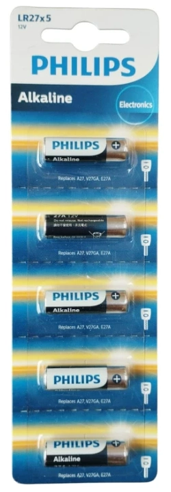 Bateria Alcalina 27A - Philips 12V. cartela com 5 unidades.