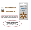 Bateria Auditiva 312 - Power One 1,45V. cartela com 6 unidades.