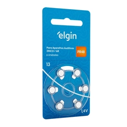 Pilha Auditiva Elgin Tamanho 13 Pr48 1,4v Com 6 Unidades