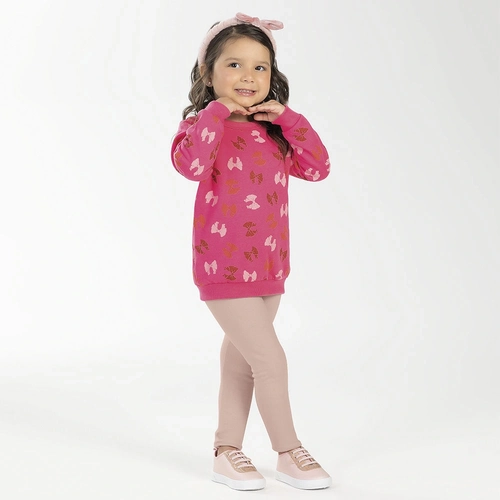 Conjunto Blusa Manga Longa Moletom e Legging Laços Cativa - Feminino