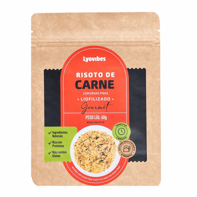Risoto de Carne com Ervas Finas Liofilizado Lyovibes – Sachê 60g