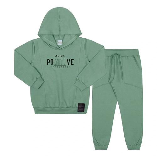 Conjunto Moletom Peluciado Positive Verde Tileesul - Masculino