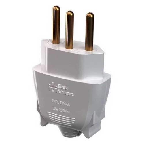 PLUGUE MACHO 180  2P+T 10A 250V BRANCO NBR14136 MEC-TRONIC 39218