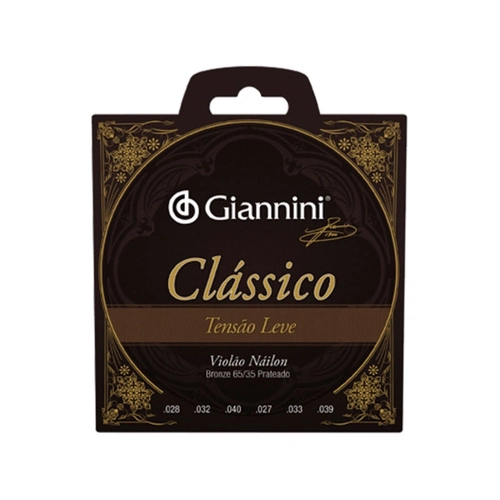 Encordoamento para Violão Nylon 65/35 Tensão Leve Bronze Prateado Genwpl