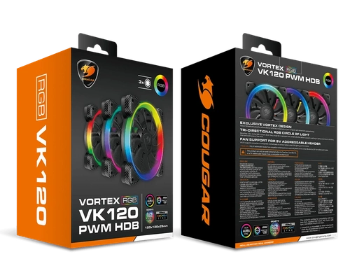 Kit Cooler Fan com 3 Unidades Cougar Vortex VK120 ARGB - 3MVK1203.0001