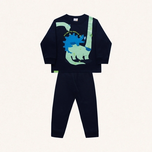 Conjunto Moletom Estampado Dinossauro Fakini - Masculino