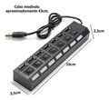 Hub Usb Cabo Extensor Régua Usb 2.0 7 Portas High Speed Hd Pen Drive Pc