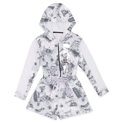 Macaquinho com Capuz e Zíper Estampado Menina Anjo - Feminino