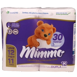 Papel Higiênico Neutro Folha Dupla 12 Rolos Mimmo