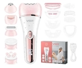 Depilador Elétrico Feminino 6 em 1 Vgr V-733 Usb Ipx7 Rosa Com Branco