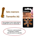 Bateria Auditiva 312 - Duracell  1,45V. cartela com 6 unidades.