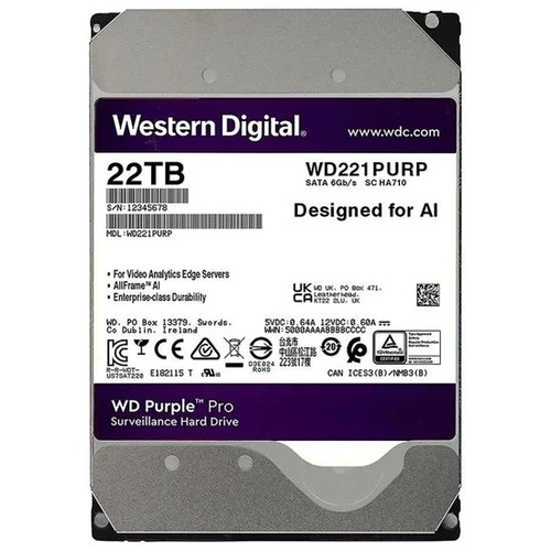 HD 22TB Western Digital WD Purple Pro 512MB 7200RPM - WD221PURP