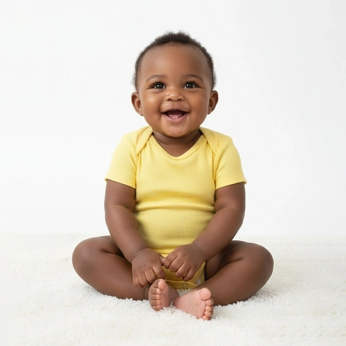 Body Manga Curta Para Bebê Taita Unissex - Amarelo