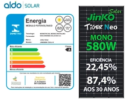 Painel Solar Fotovoltaico Painel Jkm580n-72hl4-v Tiger Neo 580w 144 Cel. n Type Mono 22,45% Eficiencia