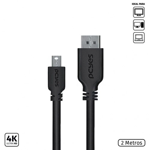 Cabo Pcyes Mini Displayport Macho para Displayport Macho 2 metros Pcyes - PMDDPM-2