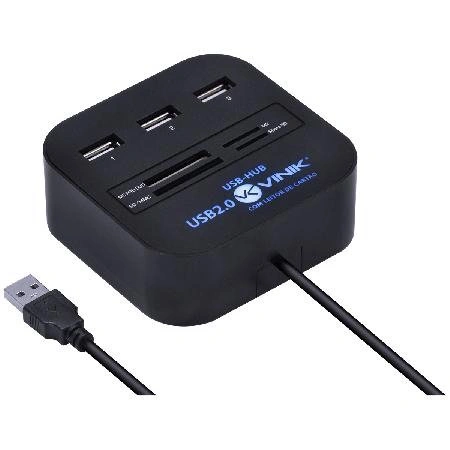 Hub Usb 2.0 Com Leitor de Cartão Sd, Micro Sd, Ms, M2 e Tf