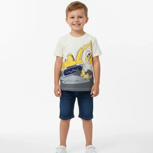 Camiseta Manga Curta By Gus Estampada Masculina - Bege