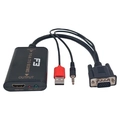 Cabo Conversor F3 de VGA para HDMI com Áudio USB - JC-AD-VGA