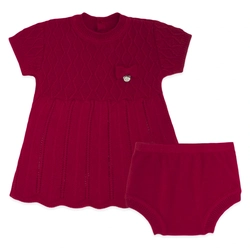 Conjunto Vestido e Calcinha Tricot - Vermelho Feminino