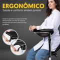 Cadeira Mocho Ergonômico Exclusiva 360° Graus Com Apoio e Suporte Preta