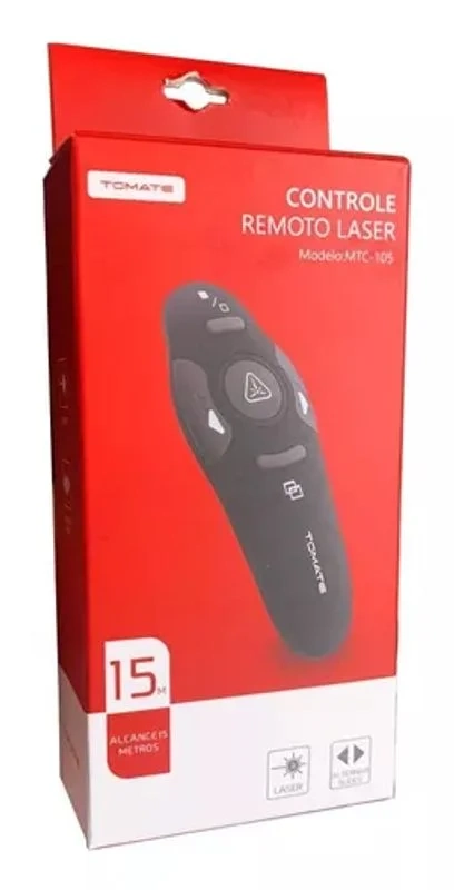 Apresentador Slide Apontador Laser Controle Sem Fio MCT-105 Com Pilha Preto - Tomate