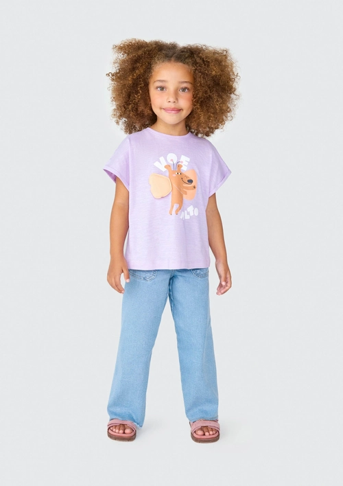 Camiseta Manga Curta Lilás Voe Alto Hering - Feminina