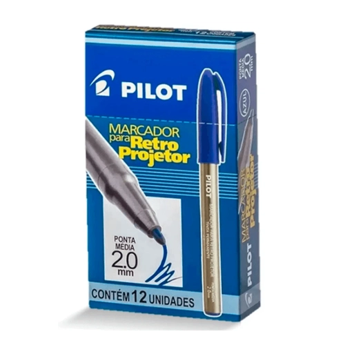 Caneta Marcador Para Retro Projetor 2.0mm Azul Cx Com 12 Unidades Pilot
