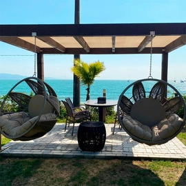 kit 2 Balanço em Corda Sintética e Alumínio Epóxi  e puff  Petra (sem base)