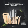 Kit Churrasco 9 Peças Aço Inox e Estojo Garfo Faca Amolador Tábua Resistente Grillrelax