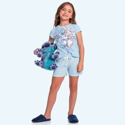 Conjunto Blusa e Shorts de Pijama Lilo e Stitch Fakini Feminino