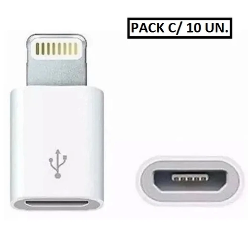 Adaptador Iphone Macho P/ V8 Femea (pack C/ 10 Un.) Mod. Le-09 Branco
