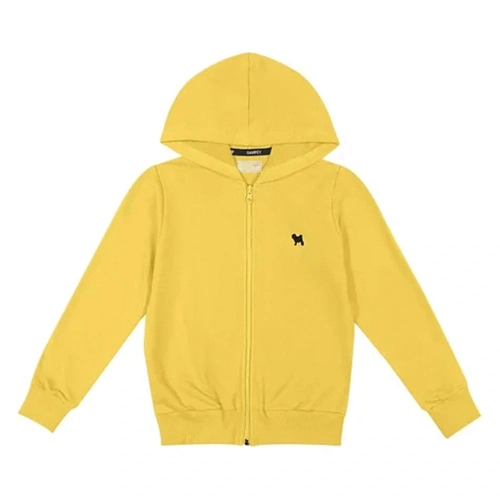 Jaqueta Moletom com Capuz Básica Amarela Charpey - Unissex