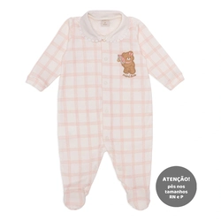 Macacão Manga Longa Com Gola Suedine Feminino - Ursinha e Cavalinho