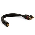 Cabo De Audio 1rca Femea + 2rca Macho Gold Preto 20 Cm 5 Mm
