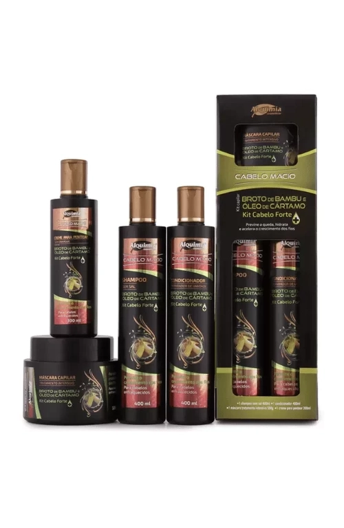 Kit Capilar Cabelo Macio Broto de Bambu e Óleo de Cártamo Alquimia Cosméticos